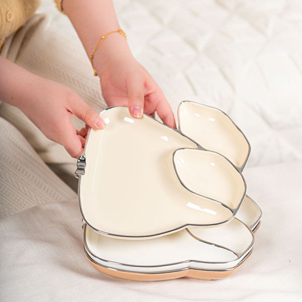 Irregular Rabbit Shape Ceramic Plate Dinnerware Type Dishes Plates for Creative