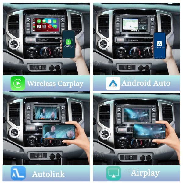 Viknav Linux System Decoder Box Apple Android Wireless Auto CarPlay For Toyota Tacoma 2014-2019