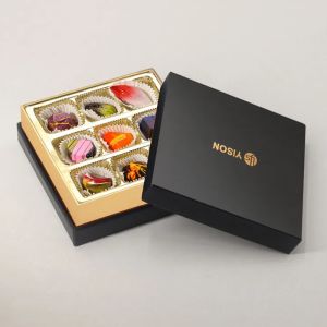 Cheap Custom Macaron Chocolate Packaging Folding Box With Plastic Tray Small Chocolate Gift Box for sale