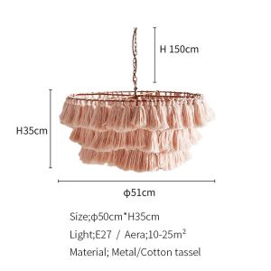 Modern boho chandelier designer decorative Cotton tassel art chandelier(WH-MI