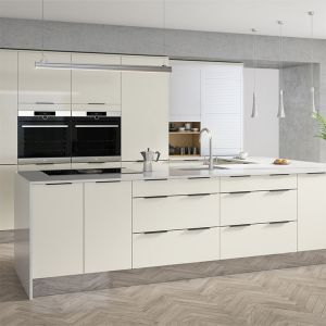 Customized Waterproof Modern Luxury Kitchen Cabinet with Eased Edge Countertop