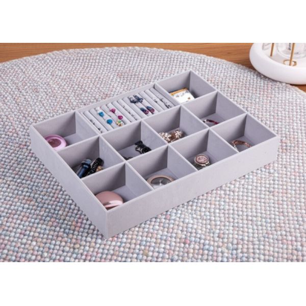 Quality Customizable Jewelry Drawer Organizer Tray, Modular Felt-Lined Compartments for Wardrobe & Closet Storage, Handmade MDF Jewelry Box Insert​ wholesale