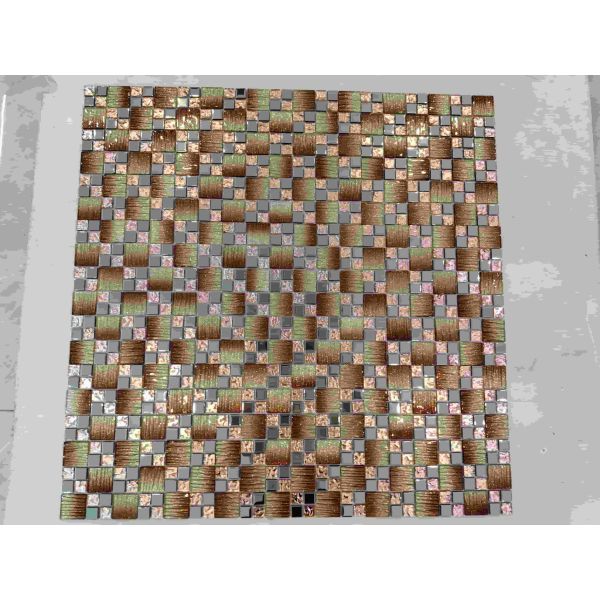 Beveled Edge Crystal Glass Mosaic Brown Golden Gradient Mixed Color For Wall