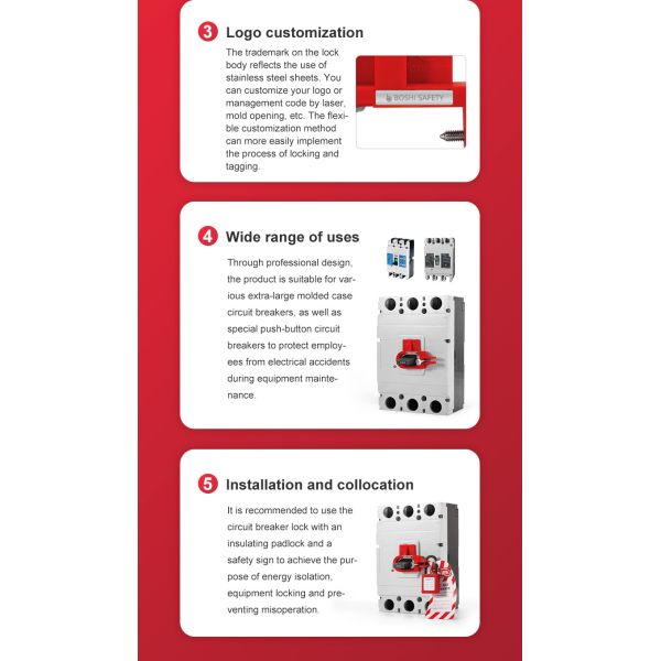 BOSHI Customized Color Multifunction Large Type Circuit Breaker Lockout