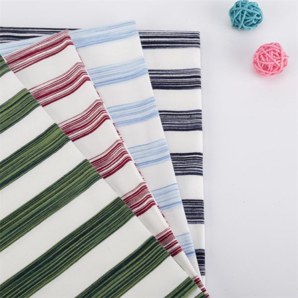 Environmental Elastic Smooth And Soft Striped Knit Fabric 100kg For T-Shirt