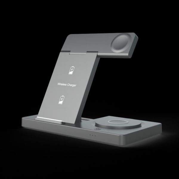 Three Level Foldable Wireless Charging Station 3W Watch Charging Night Light