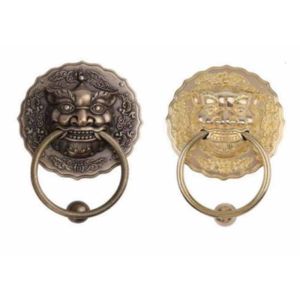 Corrosion Resistant Round Lion Head Pull Door Knockers Handles Classical Design