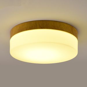 Wooden Round Ceiling Lights For Bedroom Iron Surface Mounted Rooms Lighting（WH
