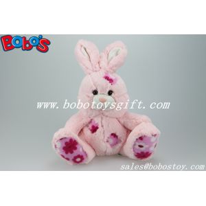 Cheap 9.5&quot;Softest Pink Stuffed Rabbit Plush Toy With Flower Fabric Patch for sale
