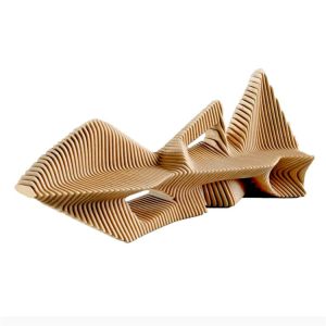 New Design Wood Sliced Sculpture Bench Commercial Waiting Bench Seat