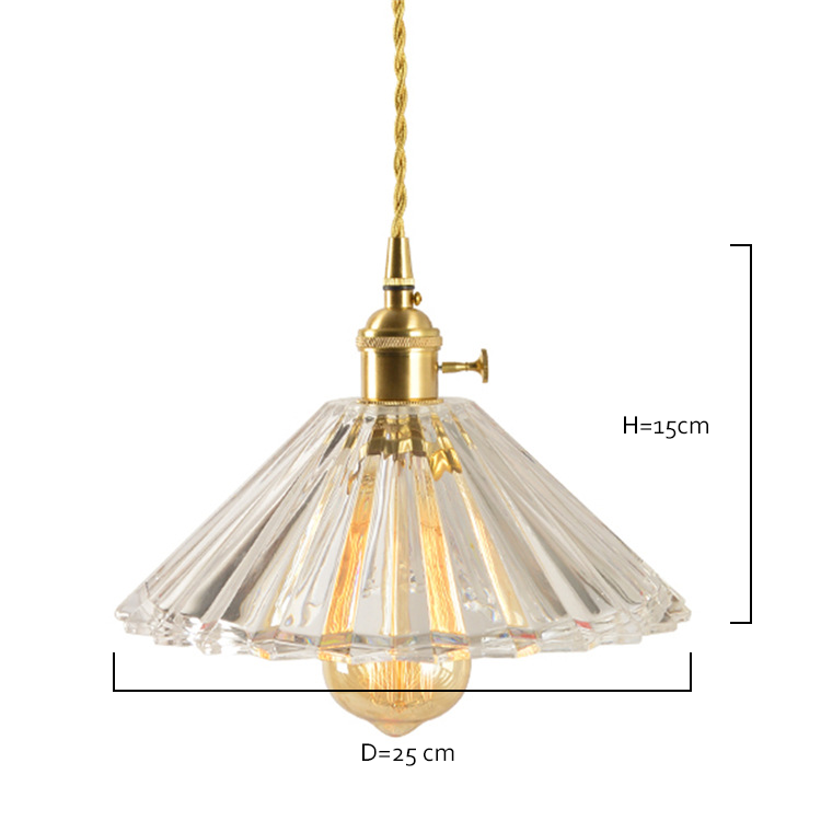 240V Retro Lotus Umbrella Dia 25cm Glass Pendant Light For Restaurant