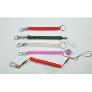 Solid Black/Red/Clear Bungee Spiral Key Ring Holders Cheap Price OEM Making