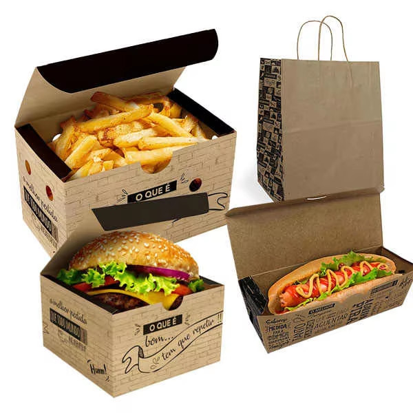 Customized Biodegradable Fast Food Burger Box Oil Resistant Takeaway Paper