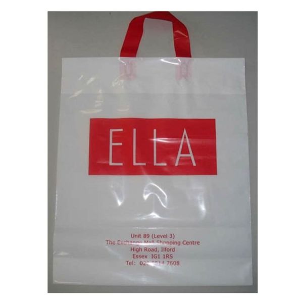 Customized Design Waterproof PO translucent Handle Disposable Plastic Shopping