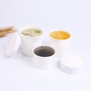 Cheap 8OZ White Kraft cup for ice cream container disposable custom printed Fast Food paper soup bowl for sale