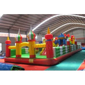 Durable Inflatable Fun City / Bouncy Castle Playground For Kindergarten