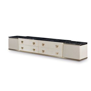 2.4m Leatherette Entryway Table With Cabinets Italian TV Accent Console