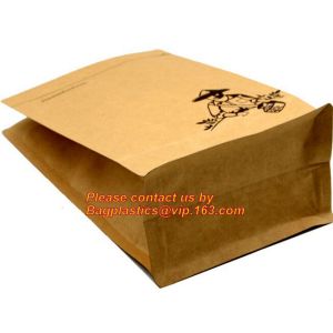 custom resealable recyclable kraft paper square bottom zipper bag, standup