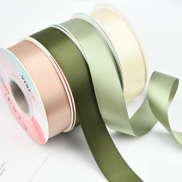 Quality 2.5cm double-sided encrypted solid color floral ribbon, flower bouquet ribbon, handmade DIY bow gift box ribbon wholesale