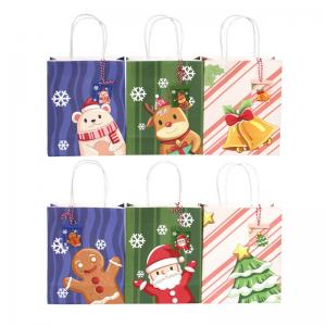 China UV Printing Portable Kraft Paper Christmas Gift Bags 18*9*23cm on sale