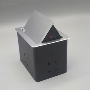 Aluminum alloy tabletop hydraulic pop up power socket with network ports