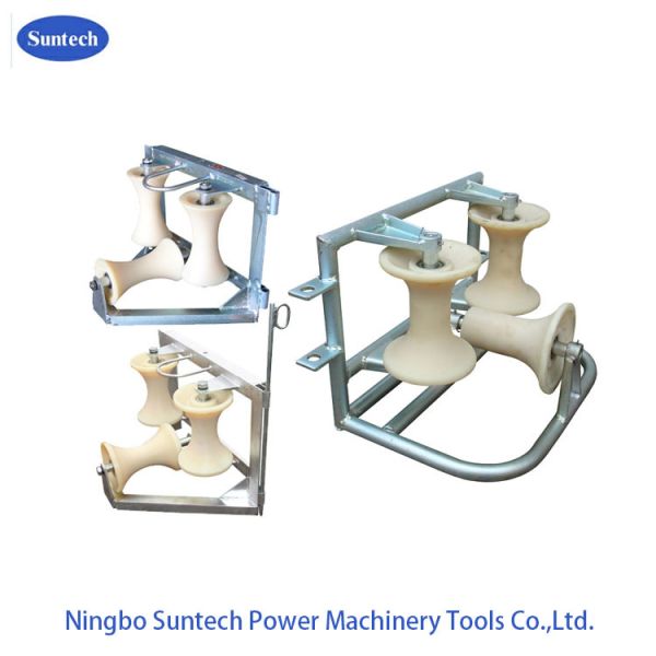 Quality 10 KN Corner Cable Roller Three Sheave Corner Ground Roller Stringing Tools wholesale