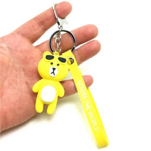 Soft Touch PVC Plastic Custom 3D Bear Figure Key Chain Waterproof Use In