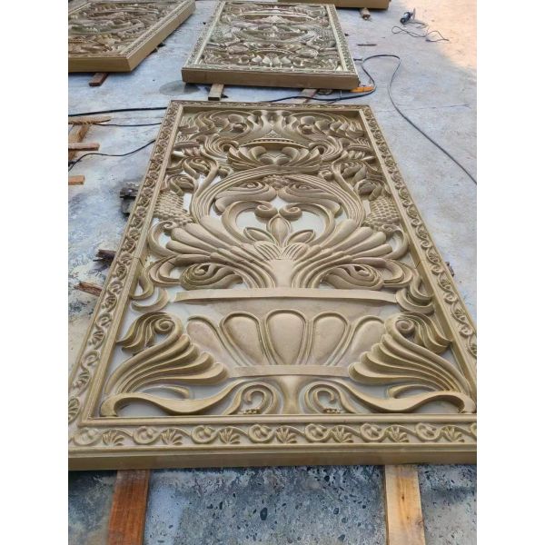 Yellow Panoramic Sandstone Carvings Natural Stone Wall Murals Grade AAA