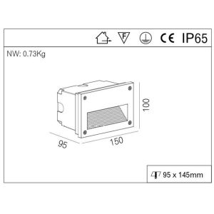 IP55 6W Outdoor Wall Lights / 150mm Rectangle Led Step Lights COB For Garden