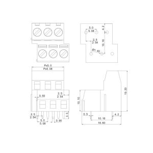 KEFA terminal blocks, terminal block screw type, 127A-5.0 5.08 pcb board use pin