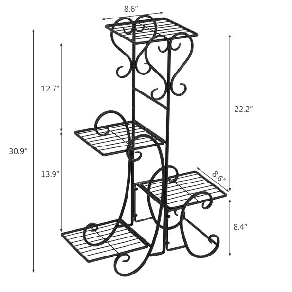 Outdoor Plant Stand Display Shelf Hanging Cast Iron Flower Pot Holder Multi Tiered