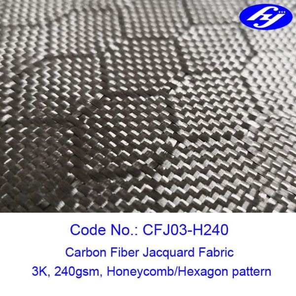Quality Honeycomb / Hexagon Pattern 3K Carbon Black Fiber Jacquard Fabric wholesale