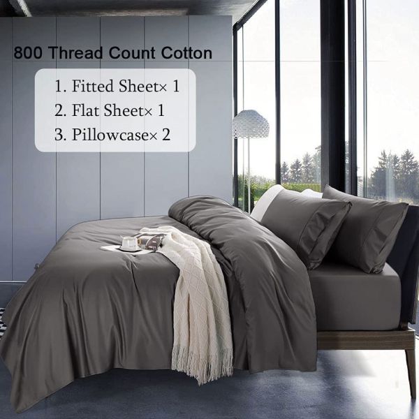 Bedroom Cooling Sheets Sets 100% Pure Egyptian Cotton 800 Thread Count Sateen