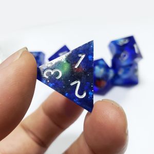 Blue Crystal Skull Resin Boarding Dice Set Dragon and Dungeon
