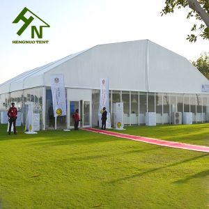 China Luxury Permanent Structure Glass Marquee Tent CFM Fire Retardant Curve Roof on sale