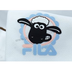 Embossed 2D Sheep Heat Transfer Clothing Labels SGS Approval