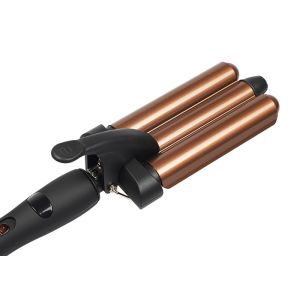 PTC 50HZ 60HZ Three Barrel Hair Waver , LCD Beach Waves Curling Wand