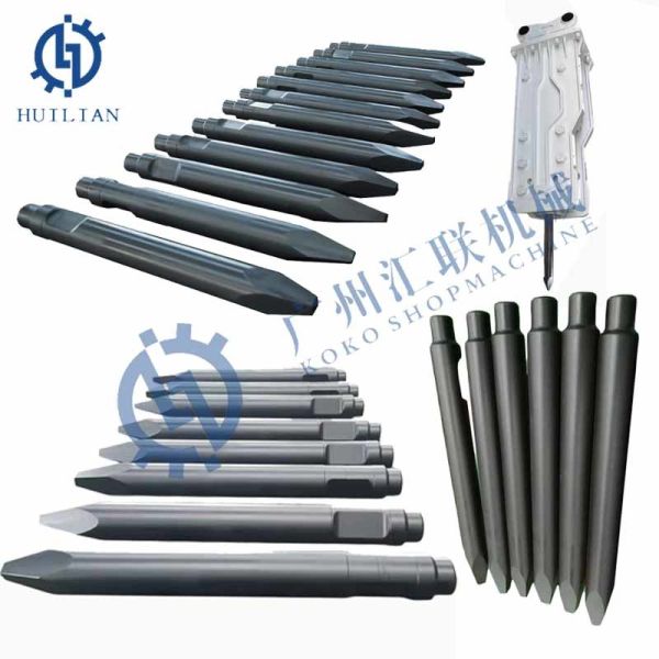 Quality GNERAL GB200E Chisel Rock Breaker Tool Rod Blunt Type Moil Point Drill Bit for Hydraulic Breaker Parts wholesale