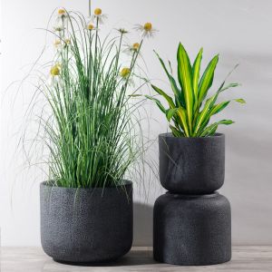 Outdoor Clay Pots Grey Clay Flower Pots Patio Planters MGO Pot Planter Set Large