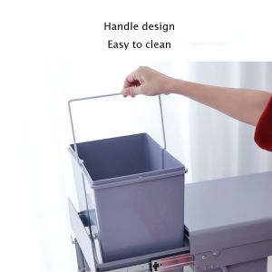 Hidden Built-in Cabinet Trash Can with Door Type Pull Out Household Sink Sorted
