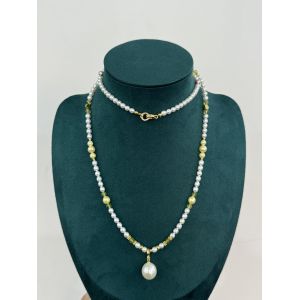 Cheap White light color round beads pendant necklace with a pendant size 14 mm and 72 cm chain length designed to add sophistication and charm for sale