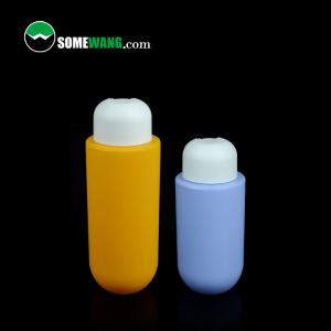 Cheap Customized Color HDPE Flat Shoulder Round Bottom Bottle Cosmetic 300ml 400ml Lotion Packaging for sale