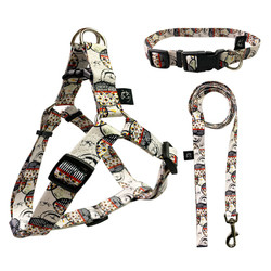 Woven Logo Dog Harness Set Multiple Colour Polyester Dog Harness
