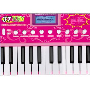 Pink Children's Electronic Piano Keyboard With Microphone Battery Operated
