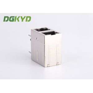 8P8C Cat5/5e 100Mb Stacked 2 Port RJ45 Jack Combo With Transformer