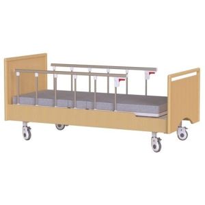 Cheap Hospital Aluminum alloy guardrail wood  material two function manual bed for sale