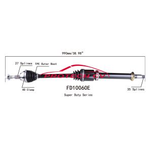 FD10060E CV Axle Assembly Heavy Duty Clamp TPEE Boot  Cold Forging Grinding Process Technology EXTREME Weather Unit