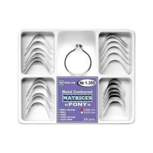 1.350 Dental Contoured Metal Matrices Pony Matrices Kit with Clamp 24 pcs. TOP BM Class I Instrument Classification Items no