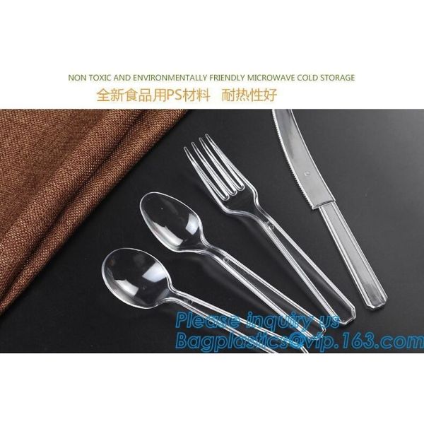 Disposable Flatware Set-Heavyweight Plastic Cutlery 100 Forks, 100 Spoons, 100