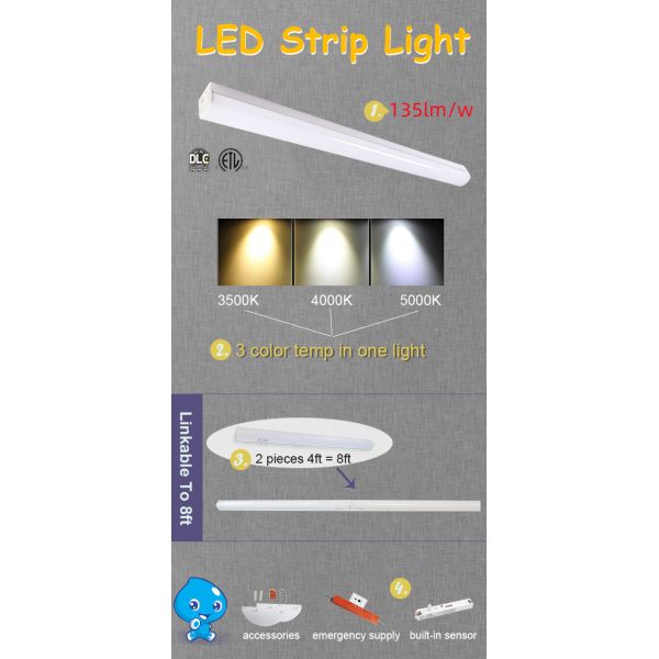 Office Shop 3CCT and 4 Power Tunable LED Linear Strip Light with 50000 Hours Lifespan